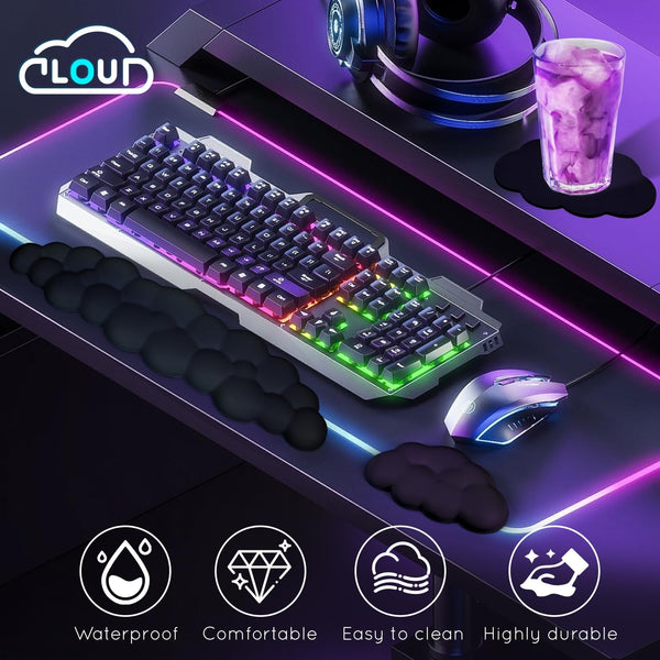 Cloud Wrist Rest for Computer Keyboard Arm Wrist Rest with Non-Slip Base Extended Wrist Rest Ergonomic Memory Foam for Keyboard and Mouse Typing