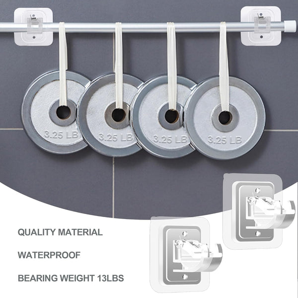 Self Adhesive No Drill Adjustable Curtain Rod Holder Hooks Brackets | Nail Free,No Drilling,Non Screw,Stick on Renter Friendly Hanger for Bathroom