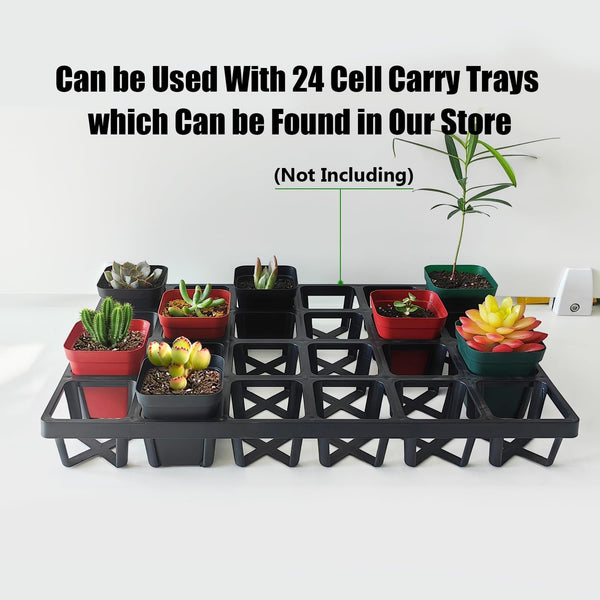Square Plastic Nursery Pot 3" 120 Pcs Deep Succulent Pots Small Flower Planter Seeds Starter Pots with Drainage (Green,Black,Red 40Pcs Each,2.7Inches)