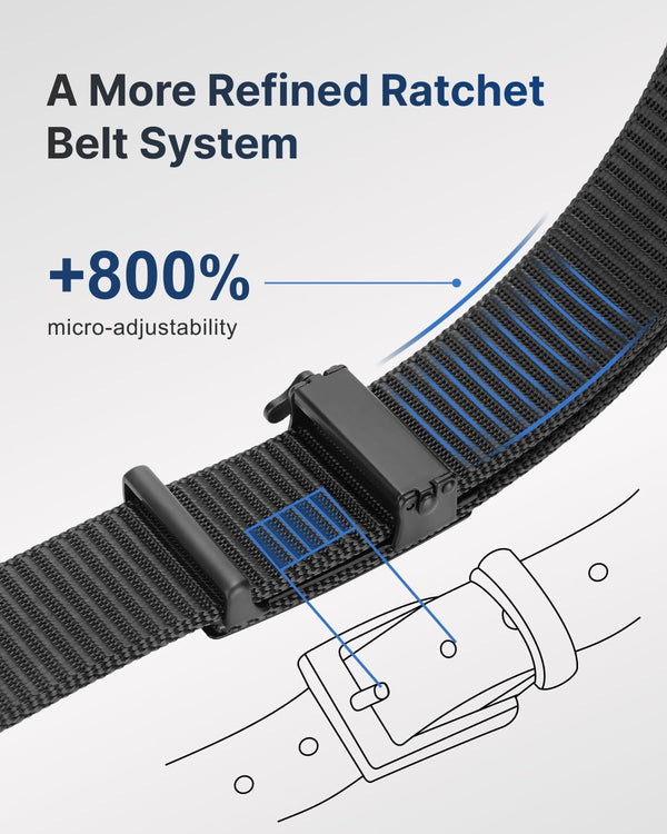 FAIRWIN Men's Ratchet Belt, Nylon Tactical Belt, Adjustable Ratcheting Buckle for Golf Work Casual Outdoor Hiking Daily Wear Black M(36"-42"waist)