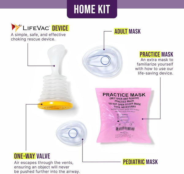 LifeVac Home Kit - Portable Suction Rescue Device, First Aid Kit for Kids and Adults, Portable Airway Suction Device for Children and Adults Single