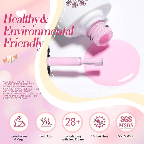 Born Pretty Pastel Gel Nail Polish Spring Summer Macaron Candy Sweet Color | Soft Pink Yellow Purple Blue Green,for Salon Manicure and Nail Art