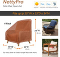 NettyPro Patio Chair Covers for Outdoor Furniture 4 Pack, Waterproof Heavy Duty Lawn Patio Furniture Cover Deep Seat Dining Chair Covers High