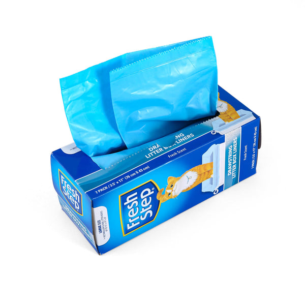 Fresh Step Drawstring Cat Litter Box Liners, Scented Heavy Duty Kitty Litter Bags for Large Oval or Rectangle Pans, Helps Contain Odor and Mess,