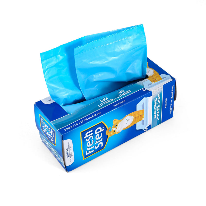 Fresh Step Drawstring Cat Litter Box Liners, Scented Heavy Duty Kitty Litter Bags for Large Oval or Rectangle Pans, Helps Contain Odor and Mess,