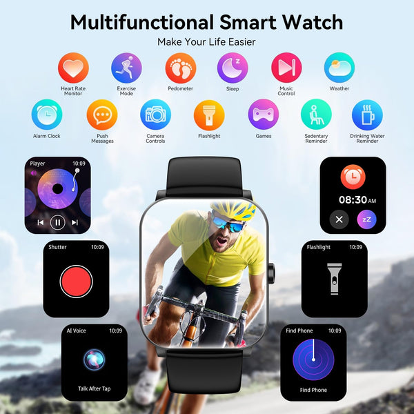 Smart Watch, 1.85" Smartwatch for Men Women (Answer/Make Call), Heart Rate, Sleep Monitor, Pedometer, 120+ Sport Modes Activity Tracker, IP68