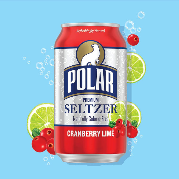 Polar Seltzer Water Cranberry Lime, 12 Fl Oz Cans, 18 Pack