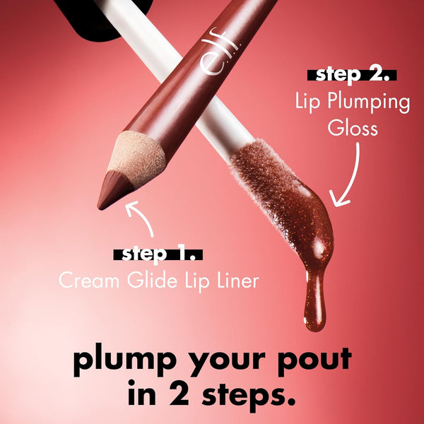 E.L.F. Lip Plumping Gloss, High-Shine Sheer Color, Hydrates & Creates Fuller Lips with Vitamin E, Vegan & Cruelty-Free, Pink Cosmo