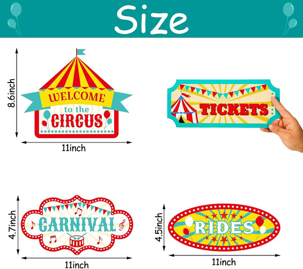 Skylety 20 Pieces Party Direction Signs Decor, Welcome Directional Signs for Birthday Showman Themes Party Decoration Accessories(Circus