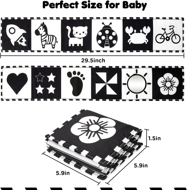 URMYWO Black and White Baby Toys, Tummy Time High Contrast Newborn Toys 0-3 Months, Soft Baby Book, Visual Stimulation Montessori Sensory Infant