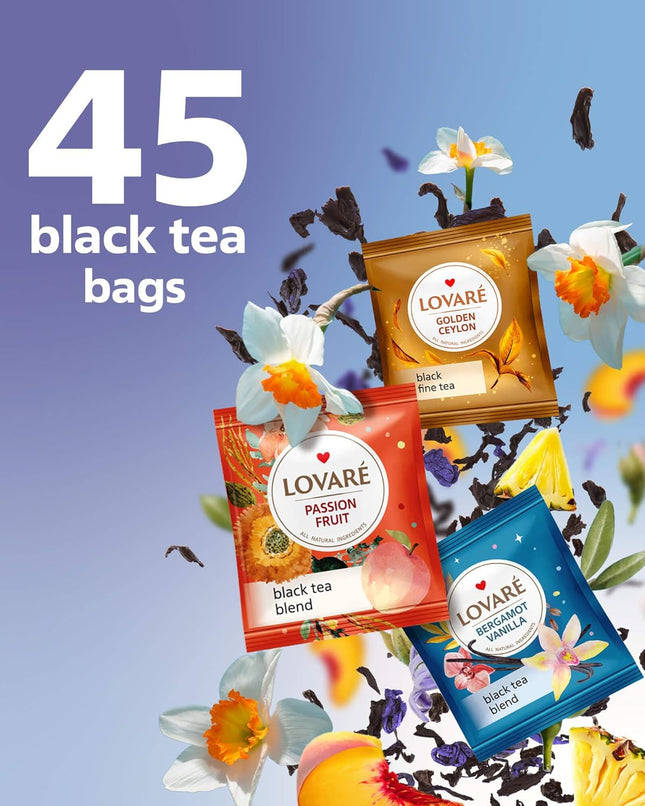 Lovare Black and Green Tea Bags Variety Pack - Made in Ukraine Tea Sampler - Ind