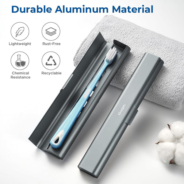 Aluminum Toothbrush Travel Case, Portable Travel Toothbrush Holder, Durable Manual Toothbrush Box Container for Traveling, Bathroom, Camping,
