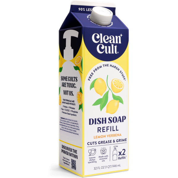 Cleancult Dish Soap Liquid Refill (32oz, 1 Pack) - Plant Based Cleaning Power - Dish Soap that Cuts Grease & Grime - Free of Harsh Chemicals -