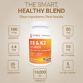 Dr. Berg Vitamin D3 K2 W/Mct Powder - Includes 10,000 IU of Vitamin D3, 100 Mcg MK7 Vitamin K2, Purified Bile Salts, Zinc & Magnesium for Ultimate