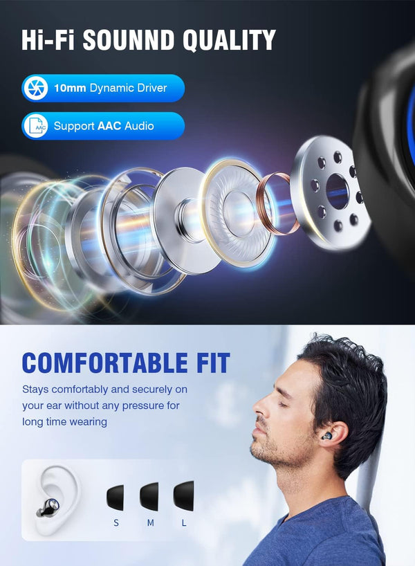 YIPUT Wireless Earbuds Bluetooth 5.3 Headphones 200 Hours Playtime with 2000Mah Charg Case,In Ear Headest Ip7Waterproof Noise Cancelling Built-In