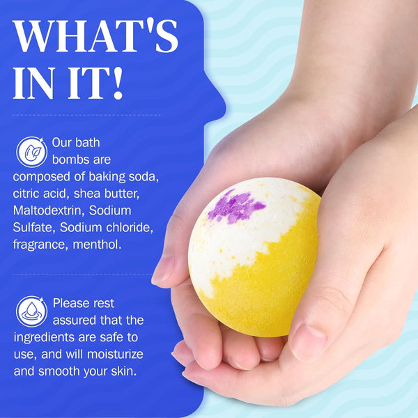 BlissfulOasis Bath Bombs Set, 24 Pcs Shower Bombs with 6 Refreshing Scents, Perfect for Moisturizing & Relaxing, Ideal for Birthday, Mother's Day,