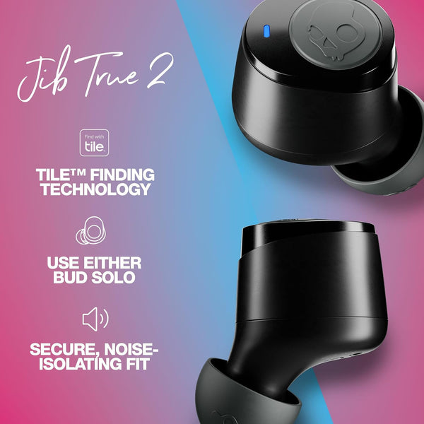Skullcandy Jib True 2 Wireless Earbuds, Bluetooth Headphones, up to 33 Hours Battery with Charging Case, Noise Isolating Fit, Sweat and Water