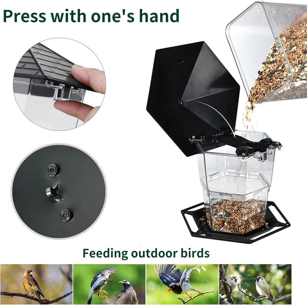 Jealoeur Bird Feeders for Outdoors Hanging Bird Feeder Wild Birds Seed, Black 1 Black
