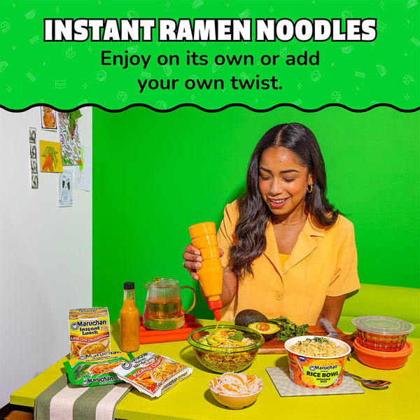 Maruchan Ramen Noodle Soup, Picante Chicken Flavor – Japanese-Style Instant Noodles, Quick & Easy Meal for Students & Busy Families – 3 Oz. (24