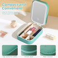 Small Travel LED Makeup Mirror Case with 3 Adjustable Color Light Settings, Dust-Proof Jewelry Box, Mini Cosmetic Train Case Ideal for Short Trips