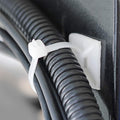 3/4" Strong Back-Glue Self Adhesive White Cable Zip Tie Mounts 100pcs with 8" Ties, Screws, Outdoor Sticky Wire Fasteners Cable Clips Management