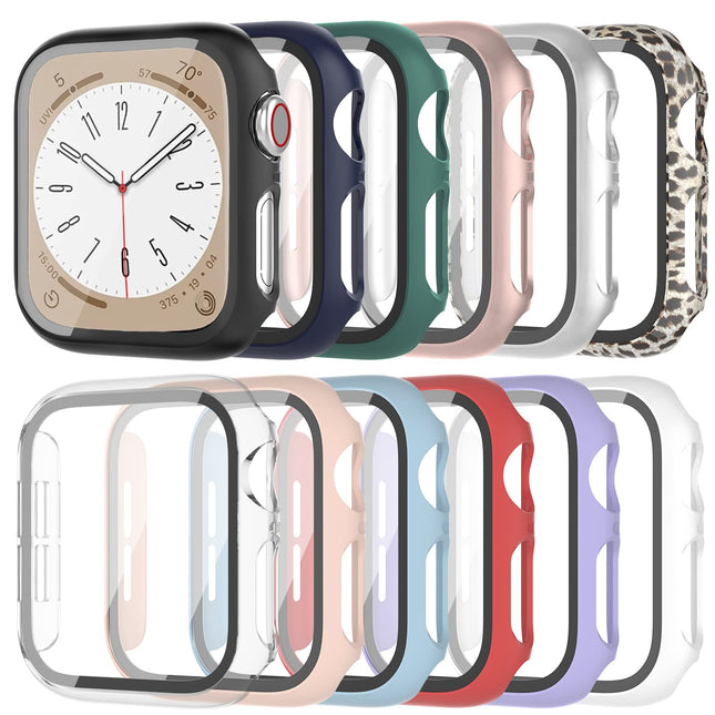 HASDON [12 Pack] Case Compatible with Apple Watch 40Mm SE 2 Series 6 5 4 SE with Tempered Glass Screen Protector, Hard P