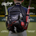 Rawlings | SAVAGE Backpack Equipment Bag | T-Ball/Youth Baseball & Softball | Multiple Styles Black / Silver
