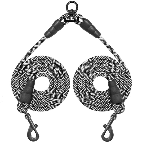 5 FT Double Dog Leash Coupler, Extension Rope for Two Dogs Walking, No Tangle Dual Strong Dog Lead Splitter, for Large Medium Dogs (3/8" X 1.5m