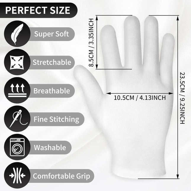 Sibba 2 Pairs Touch Screen Moisturizing Gloves White Cotton Moisturizing Gloves 