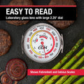 CDN Grill Surface Thermometer | Proaccurate®, Temperature Zones, High Heat, Color-Coded Scale - Laboratory Glass Lens - Perfect for Grill, BBQ,