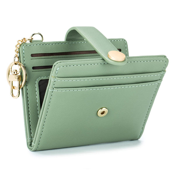 POIUGOYA Slim Wallet for Women,Rfid Blocking Bifold Credit Card Holder with Zipper Coin Pocket,Id Window,Keychain