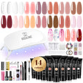 ROSALIND Poly Nail Gel Kit -14 Colors +72 Nail Art Accessories kit Clear Nude Poly Nails Gel Kit Starter Kit with Mini UV Lamp Slip Solution Basic