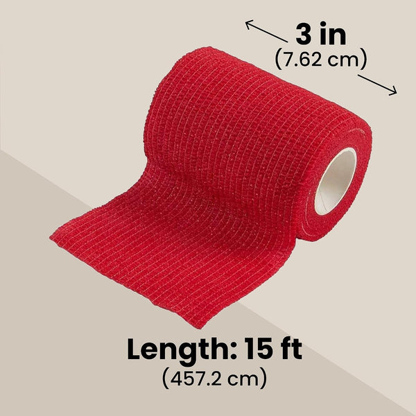 Juvale Cohesive Self-Adherent Bandage Wrap - Elastic Support for Sprains & Sports Tape - Vet Wrap for Horses & Dogs - Hand-Tearable Design & Grip