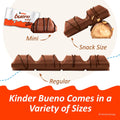 Kinder Bueno Milk Chocolate Bars with Hazelnut Filling, 30 Packs of 2, Bulk Chocolate Candy Bars for Game Day, Football Party Supplies, Snacks for