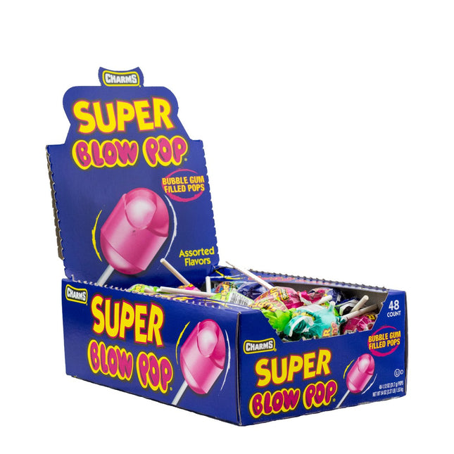 Charms Super Blow Pop Lollipops - Dual Candy and Gum Suckers - Bulk Treats for K