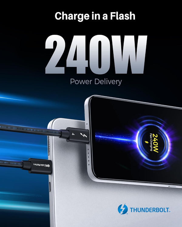 Cable Matters [Intel Certified] 40Gbps Thunderbolt 4 Cable, 3.3ft / 1m | Black, [8K@60Hz / 4K@240Hz, 240W Charging, 40Gbps Data Transfer],