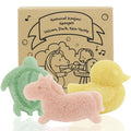 myHomeBody Konjac Sponge, Bath loofah, 3pc, Unicorn, Duck, Sea Turtle
