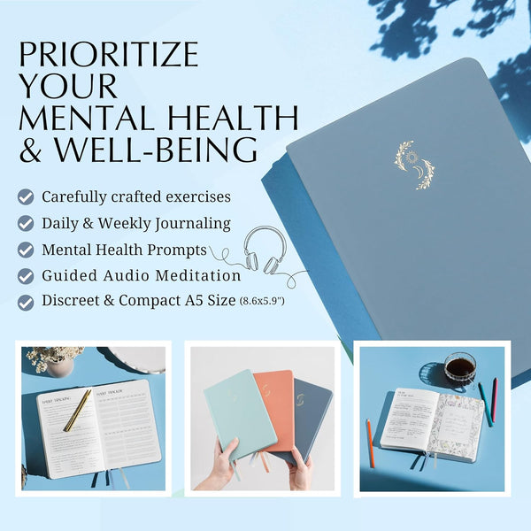 FINDING BALANCE Mental Health Journal Ã¢ÂÂ 6-Month Daily Journal with Prompts for Mindfulness, Self-Care & Healing Ã¢ÂÂ Anxiety & Depression