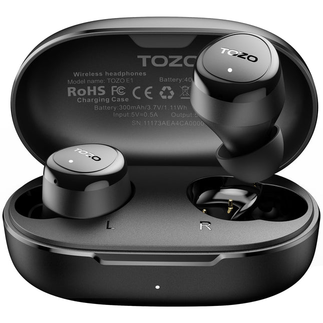 TOZO E1 Wireless Earbuds Build in Mic Clear Calls Ergonomic Light Weight Bluetooth 5.3 in Ear Headphones IPX6 Waterproof
