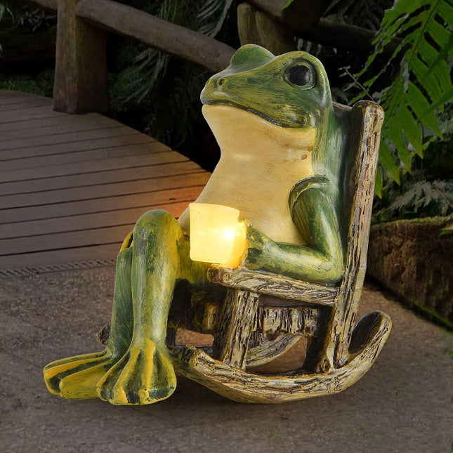 Miniature Frog Garden Statue Mom Gifts Home Decorations Fairy Garden Accessories Outdoor Lights Solar Garden Frog Decor 
