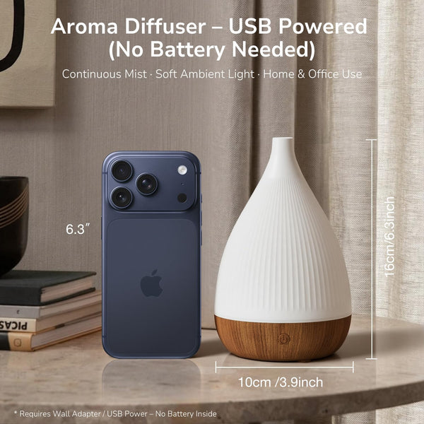 Ultrasonic Essential Oil Diffuser, Home Fragrance Aroma Diffuser with Auto Shut-Off, 8-Color Night Light & Ultra-Quiet Operation, BPA-Free