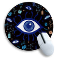 Gctriki Evil Eye Round Mouse Pads for Desk, Cute Small Mousepad for Laptop | Stitched Edge, Non-Slip Rubber Base, Travel, Evil Eye Home Desk Decor