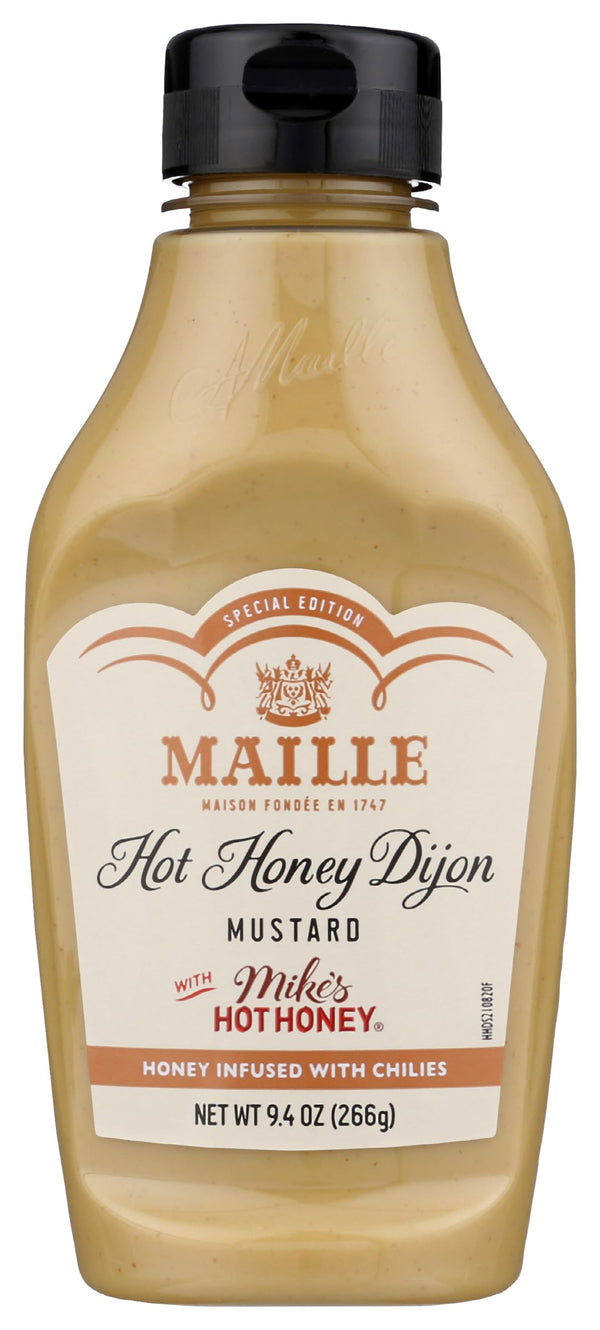 Maille x Mike's Hot Honey Special Edition Savory-Sweet Condiment with a Spicy Kick Hot Honey Dijon Mustard Gluten-Free, Shelf-Stable 9.4oz Mustard