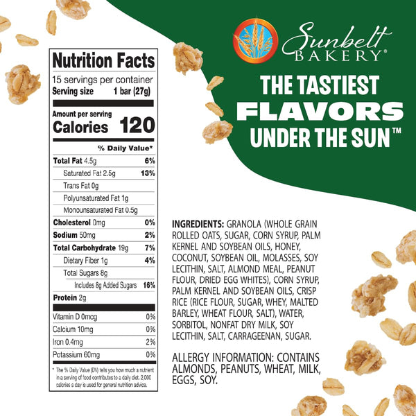 Sunbelt Bakery Oats & Honey Chewy Granola Bars, 14.26 Oz. 15 Count (Box of 1) Oats & Honey 15 Count (Pack of 1)
