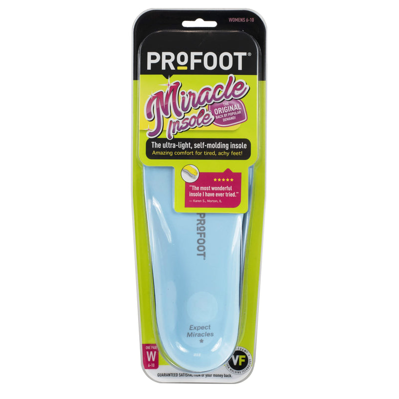 PROFOOT Original Miracle Insoles for Women (Sizes 6-10) – Self-Molding Ultra Light Memory Foam Shoe Inserts for Comfort & Support 2 Count (Pack of 1)