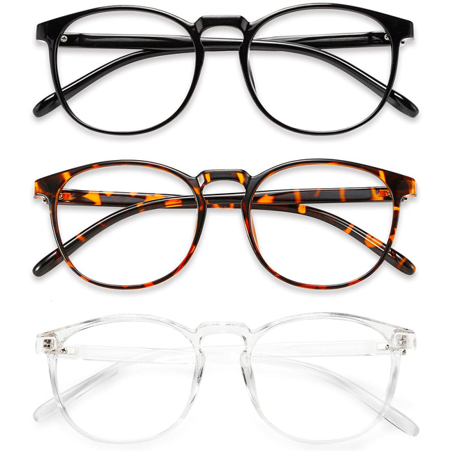 Przene 3 Pack Blue Light Blocking Glasses Women/Men,Retro round Computer Glasses anti Eye Strain/Uv/Glare, Gaming Glasse