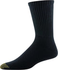 GOLDTOE Men's Cotton Blend Athletic Crew Socks, 6-pairs Large Black