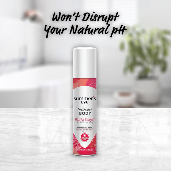 Summer's Eve Daily Refreshing Feminine Spray, Blissful Escape, Daily Body Spray for Women, Feminine Care that Neutralizes & Reduces Body Odor,