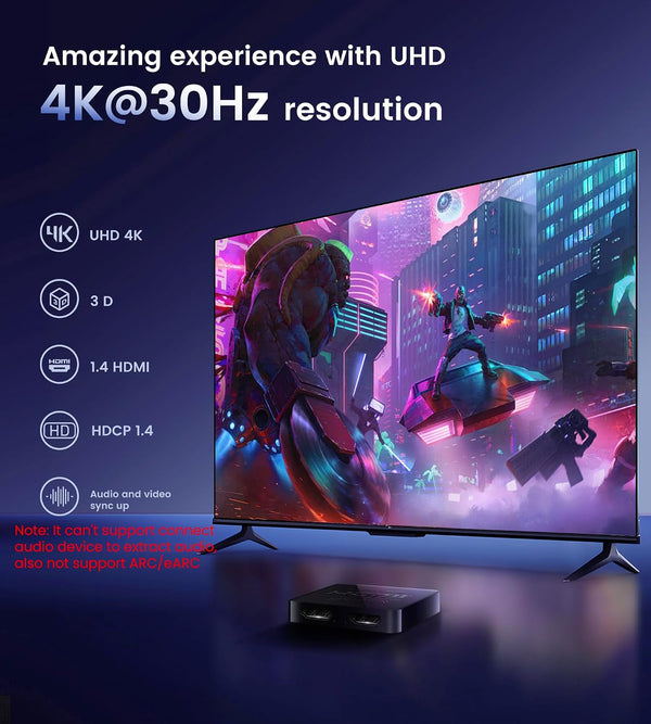 avedio links HDMI Splitter 1 in 2 Out [w/ 4 Ft Hdmi Cable]Not for Extended Display-Mirror Same Screen Only, 4K 1x2 HDMI Splitter 1 to 2 for 3D