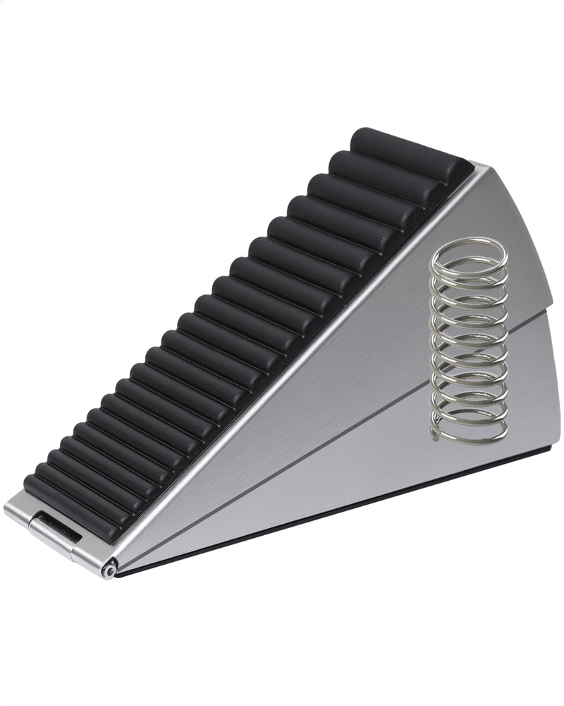 Large Door Stopper - Metal Door Wedge, Tall Door Stopper, Spring Rubber for Extra Strong Grip (Silver, 1 Pack) 1 Pack Silver